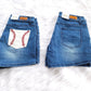 Baseball Denim Shorts