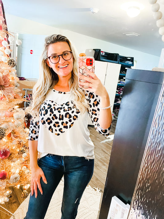 Leopard has my heart Raglan Tee