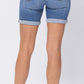Judy Blue Mid Rise Distressed Bermuda Denim Shorts