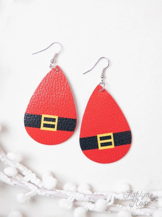 Not Your Regular Santa Leather Teardrop Earrings
