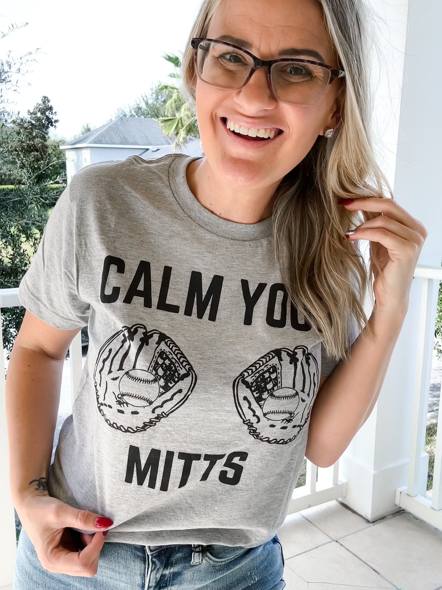 Calm Your Mitts Baseball Tee