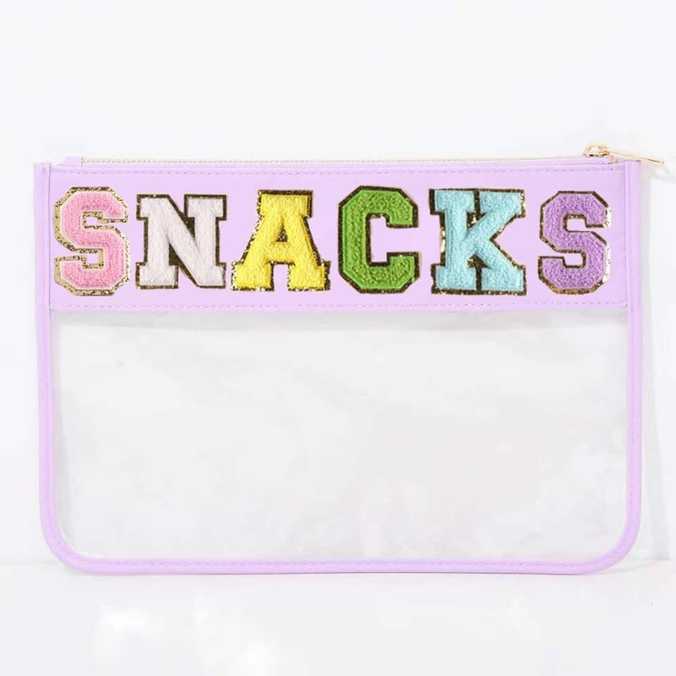 Chenille Letter Clear Travel Pouches