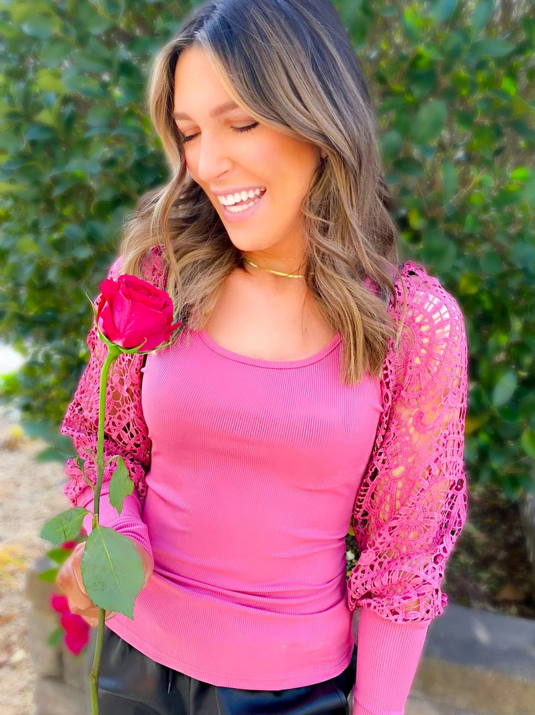 The Lilah Lace Sleeve Top