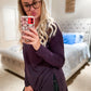 Basic Long Sleeve Vneck Solid Tee with Pocket