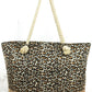 Leopard Tote with Burlap Straps
