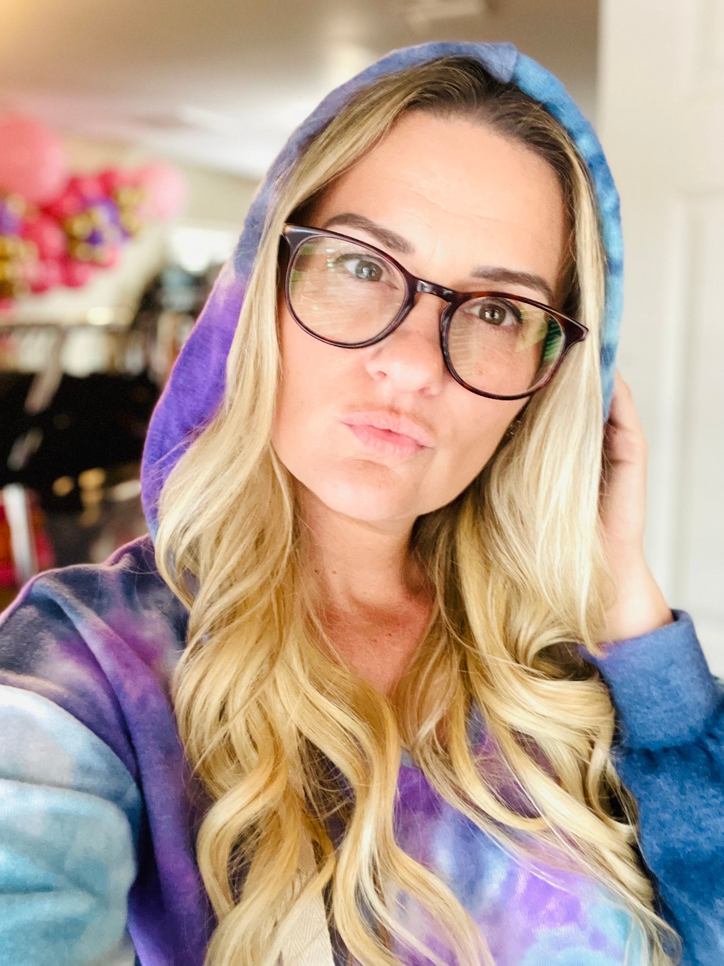 Tiedye Brushed Bubble sleeve Hoodie