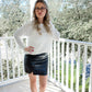 Faux Leather Mini Skirt with Slit