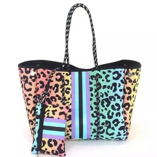 Rainbow Cheetah Neoprene Tote Bag