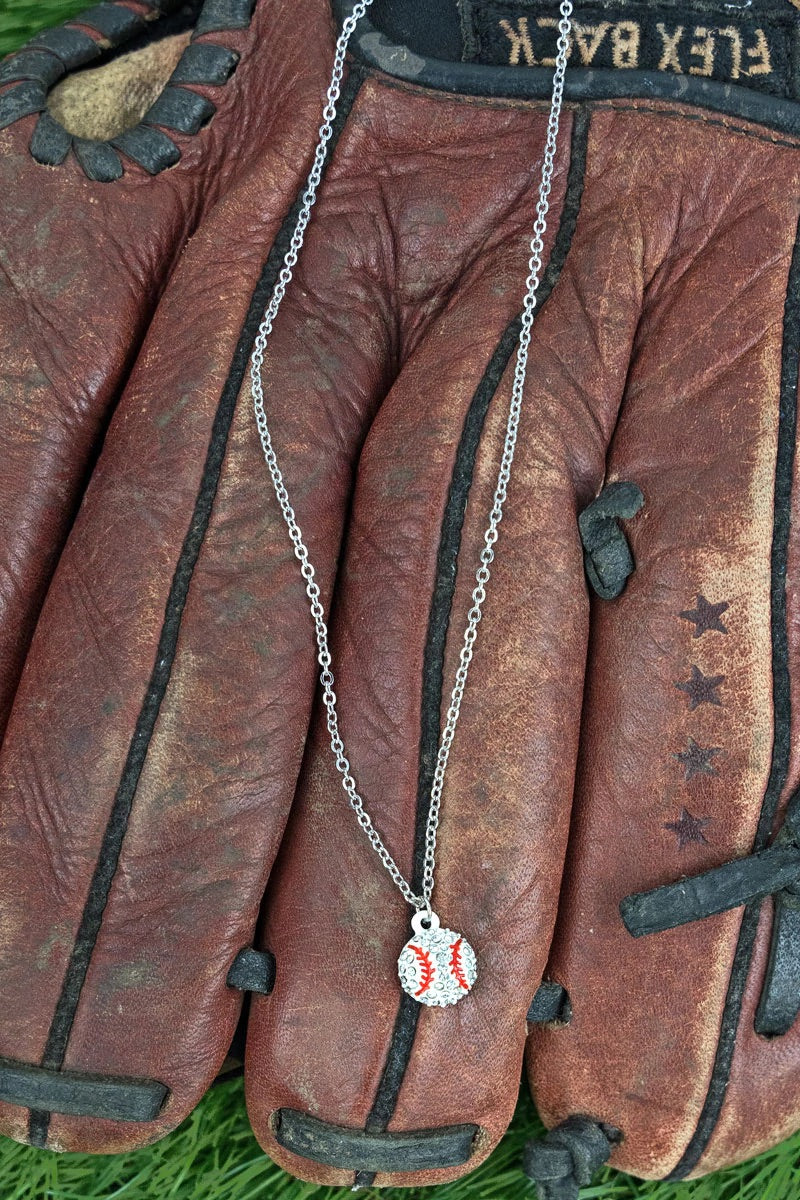 Baseball Crystal Pendant Necklace