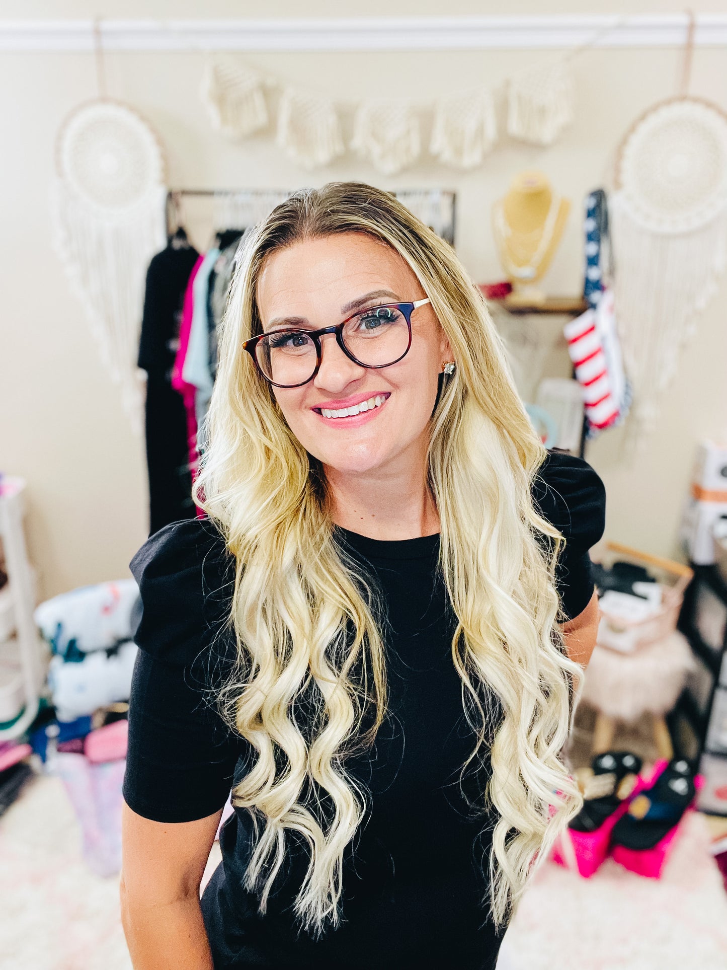 Solid Black Puff Short Sleeve Top