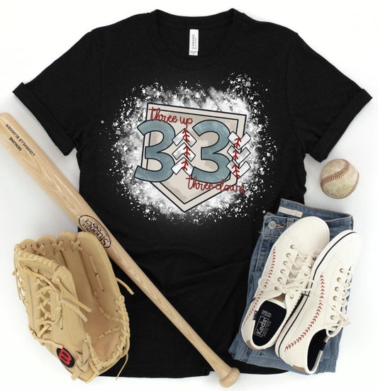 3 Up 3 Down Baseball Tee