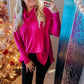 Brushed Ribbed Cowl Neck Long Sleeve Relaxed Top