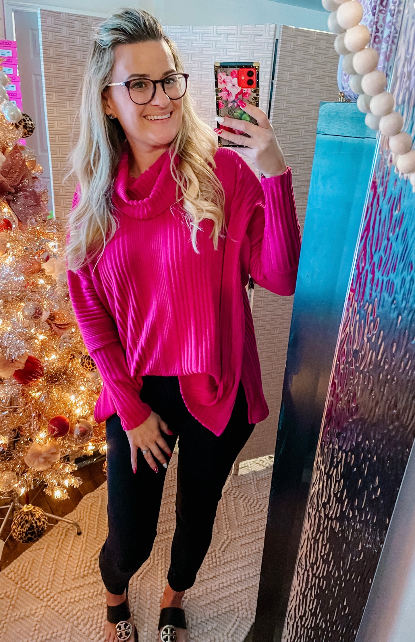 Brushed Ribbed Cowl Neck Long Sleeve Relaxed Top