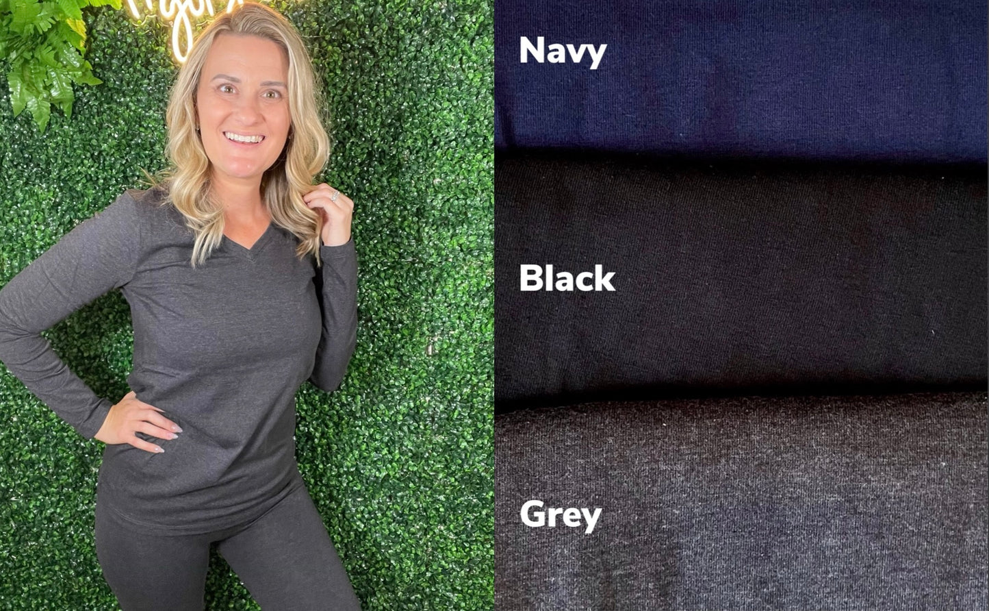 Vneck Top and Leggings Lounge Pajama Set