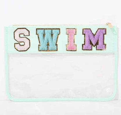 Chenille Letter Clear Travel Pouches