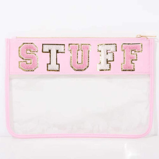 Chenille Letter Clear Travel Pouches