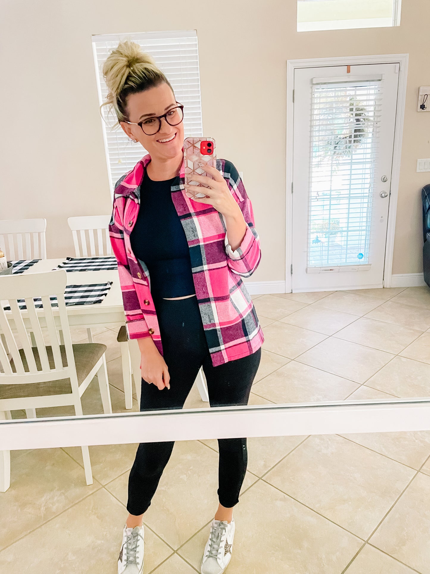 The Presley Pink Flannel Shacket