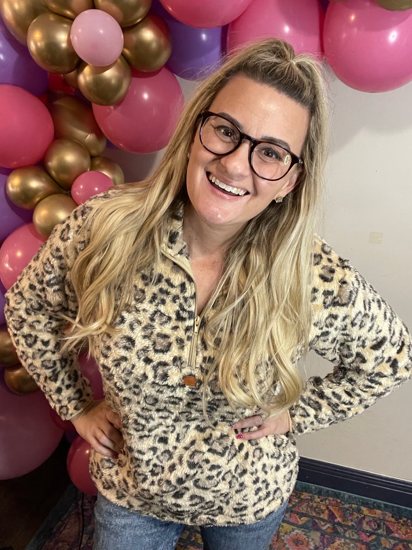 Leopard Half Zip Pullover