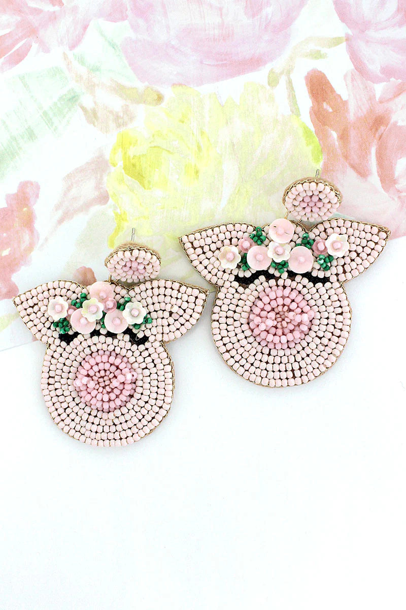 Little Piggy Seadbead Earrings