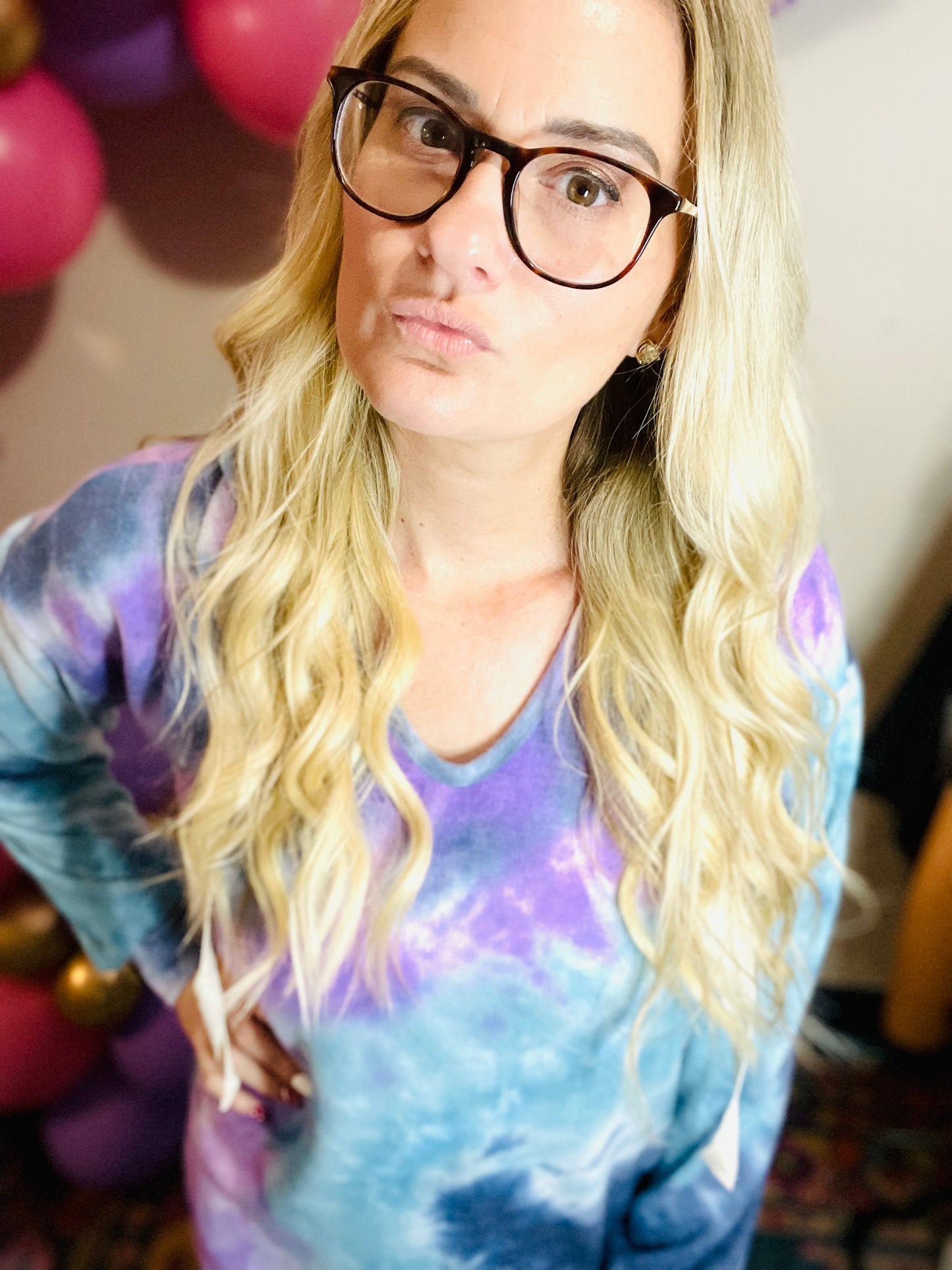 Tiedye Brushed Bubble sleeve Hoodie