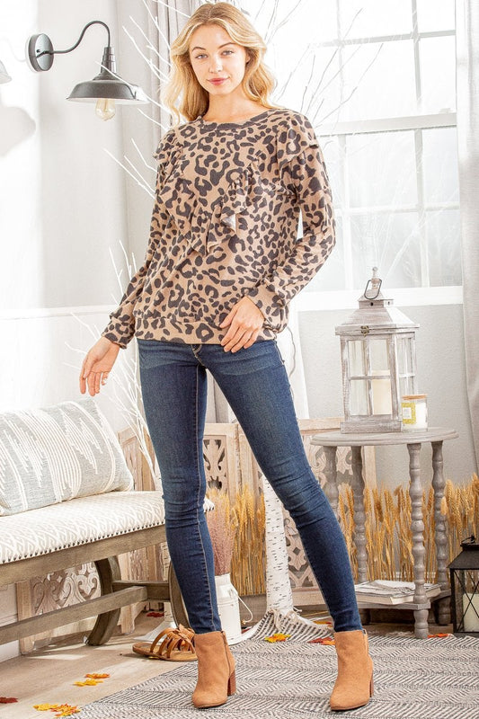 Leopard Ruffle Top