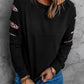 Leopard Distressed Sleeve Pullover