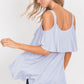 Lilac High Low Ruffle Cold Shoulder Top