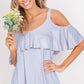 Lilac High Low Ruffle Cold Shoulder Top