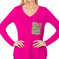 Vneck Leopard Pocket Long Sleeve Top