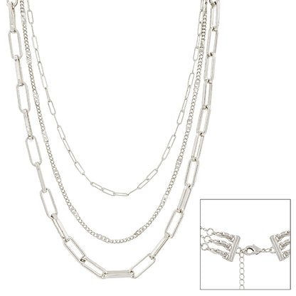 Matte Silver Layered Necklace