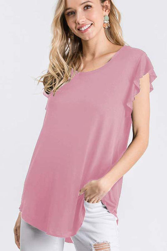 Mauve Ruffle Sleeve Top