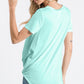 Solid V Neck Knotted Top - Mint