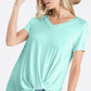 Solid V Neck Knotted Top - Mint