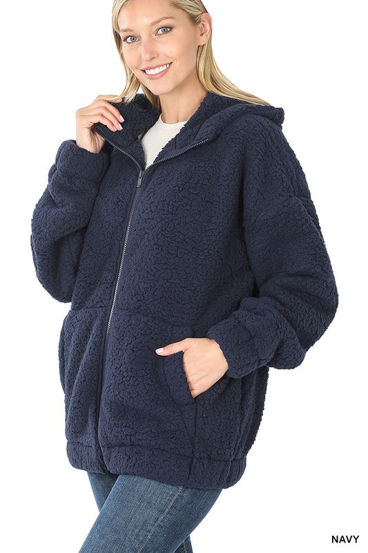 Sherpa Hooded Zipper Jacket