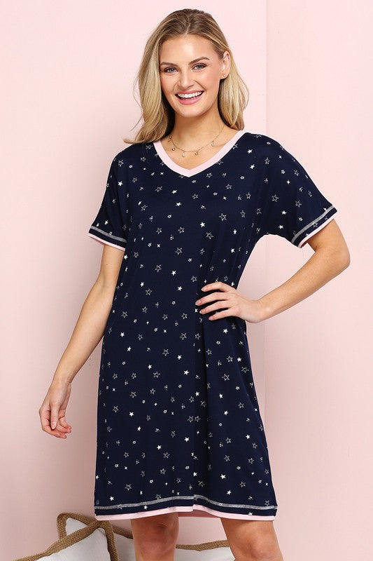 V-Neck Short Sleeve Sleepshirt