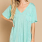 Paradise Mint V Neck Slub Tee