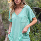 Paradise Mint V Neck Slub Tee