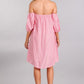 Pink Stripe Off The Shoulder Dress