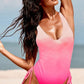 Drawstring Ruched Side Backless Swim Monokini