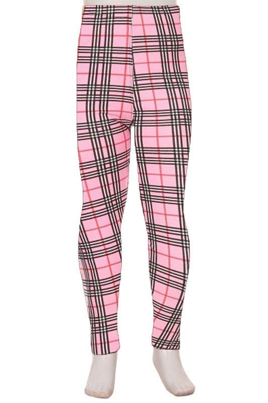 Valentine's Kids Pink Plaid Leggings