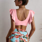 Ruffled Hem High Waist Bikini Swim Set