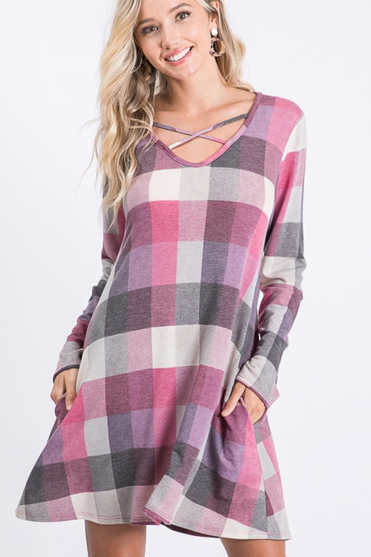 Plaid crisscross dress