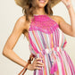 Halter Neck Lace Front Maxi Dress
