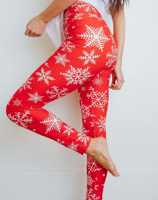 Christmas Leggings - Baby It's Cold Outside Snowflake Leggings