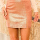 Faux Leather Mini Skirt - Rose Gold Shimmer