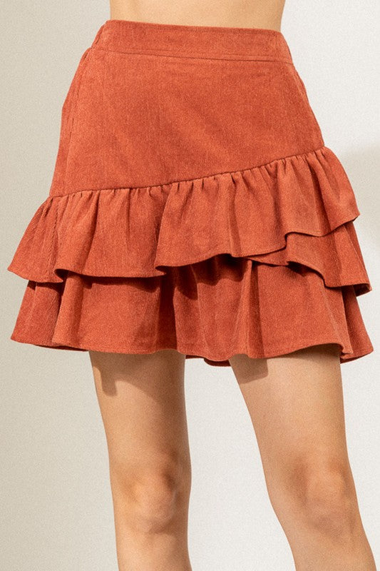 Corduroy Ruffle Skirt