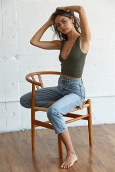 Seamless Deep V Neck Reversible Crop Top Tank Top