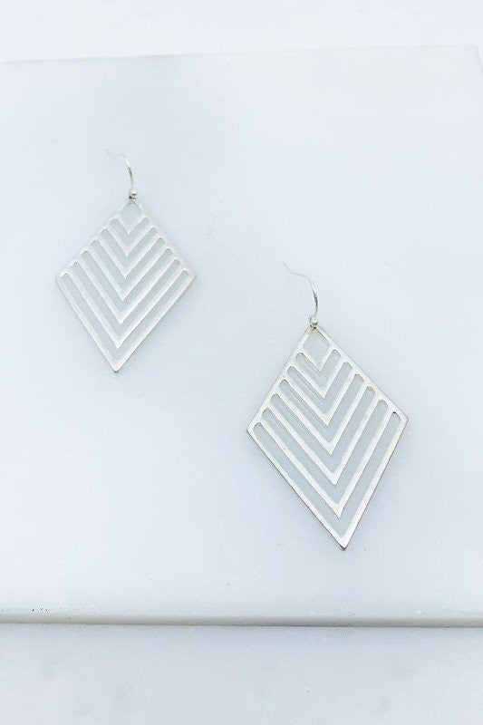 Cutout Diamond Shaped Chevron Earrings