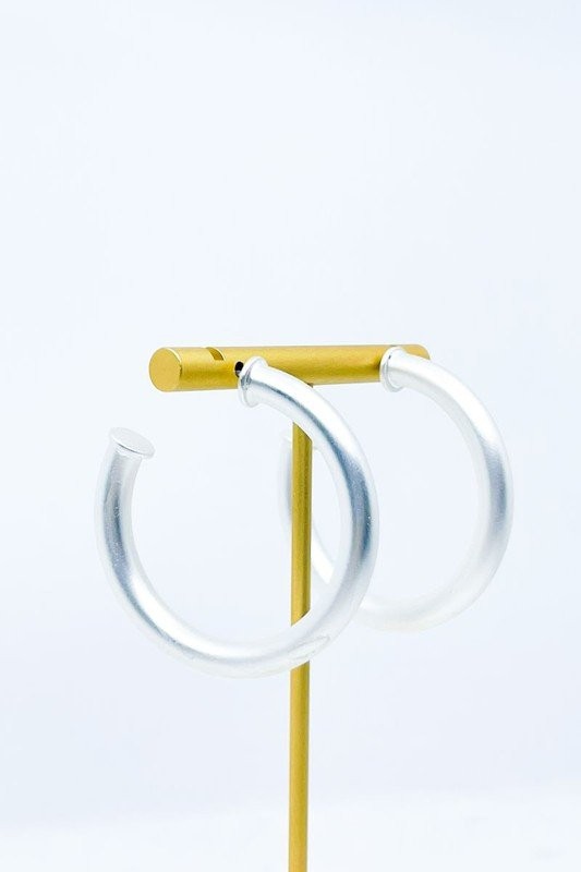 Matte Silver Hoops