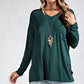 Basic Long Sleeve Vneck Solid Tee with Pocket